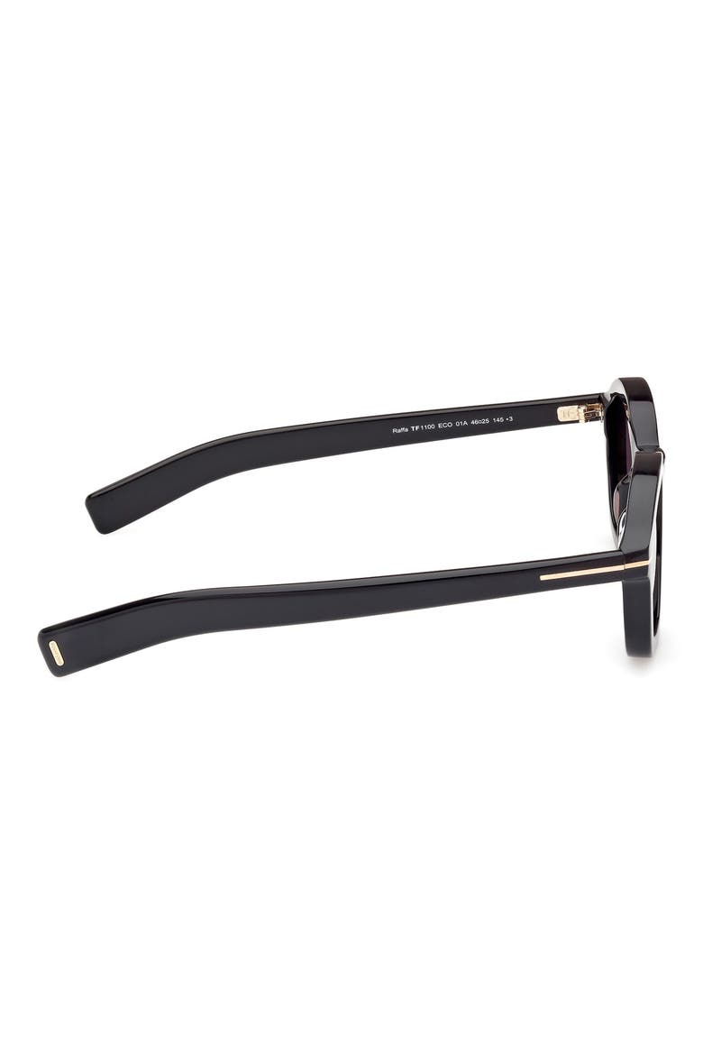 Raffa 46mm Round Sunglasses, Alternate, color, BLACK ECO / T LOGO / SMOKE