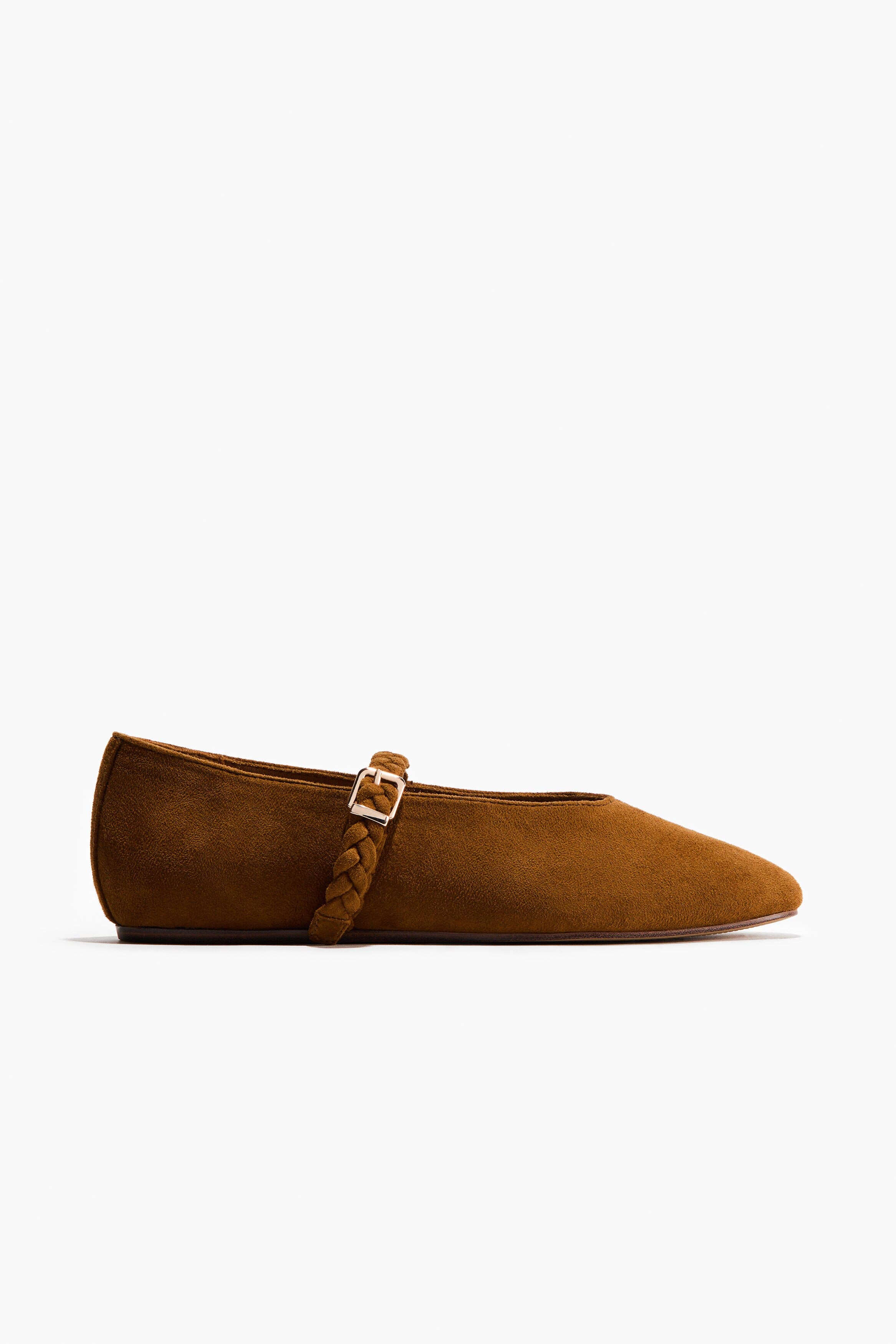 H&M Mary Jane Ballet Flats, Alternate, color, Brown