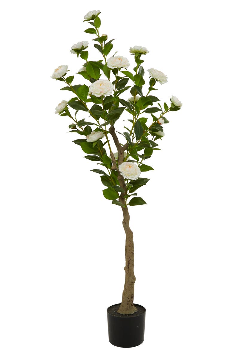 GINGER BIRCH STUDIO Green Faux Foliage Potted Artificial Tree, Main, color,