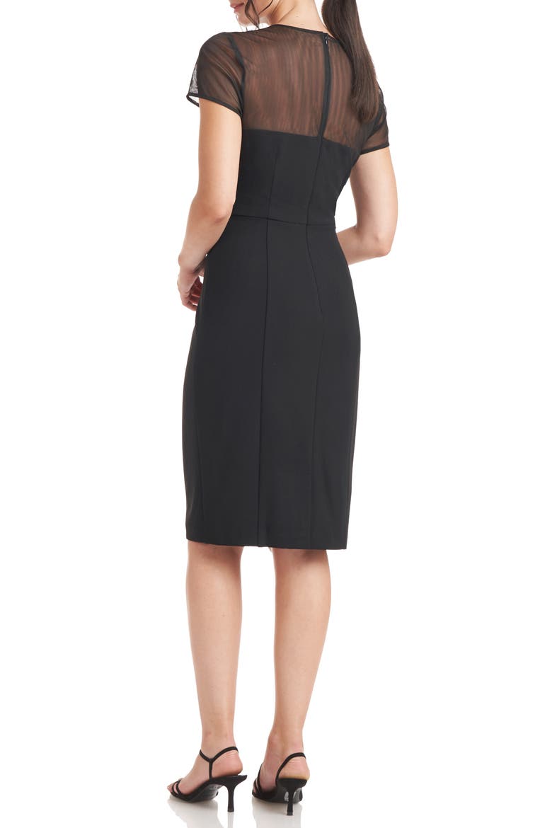 Illusion Lace Short Sleeve Cocktail Dress, Alternate, color, BLACK