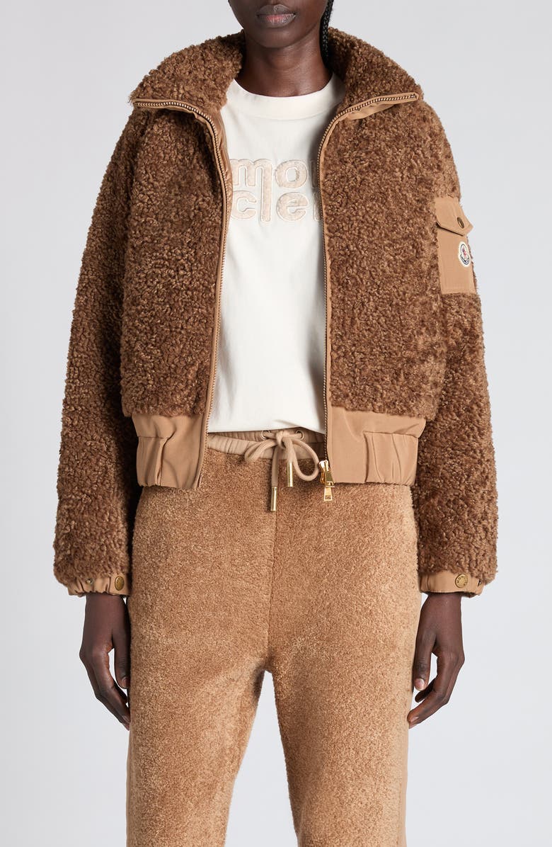 Moncler Coligny Mixed Media Down Jacket, Main, color, Caribou