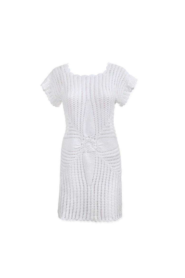 Starburst Crochet Dress, Alternate, color, White