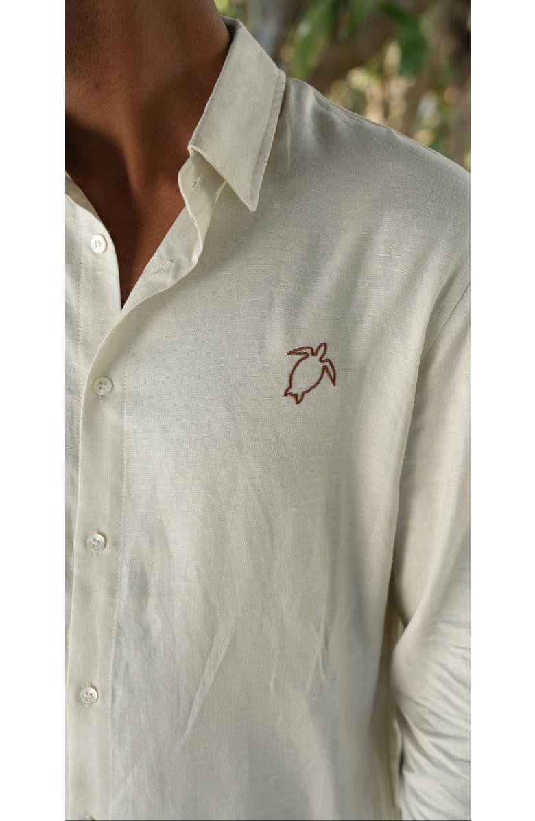 Sable Careya Linen-blend Embroidered Button-down Shirt, Alternate, color, Ivory (Off-White)