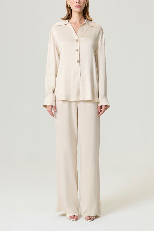Nocturne Belted Shirt With Statement Buttons In Neutral
