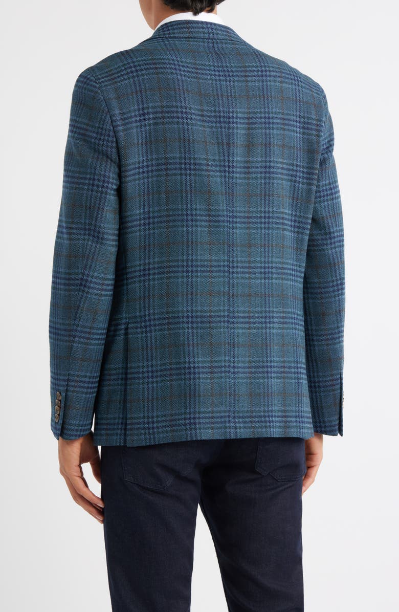 Jack Victor Midland Contemporary Fit Teal Plaid Wool Sport Coat, Alternate, color, Teal