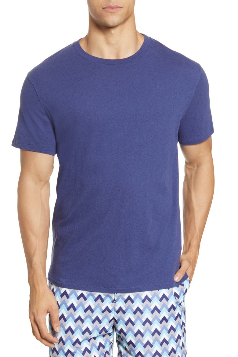 Cotton & Linen T-Shirt, Main, color, NAVY BLUE