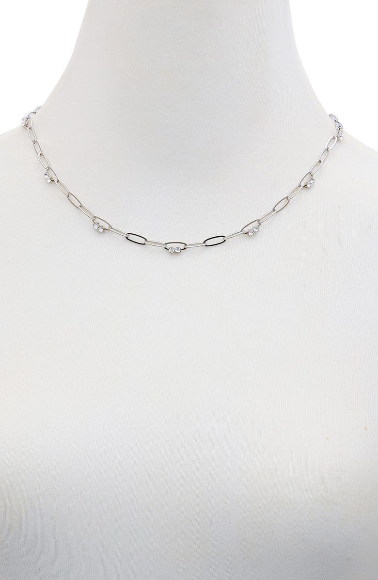 Vince Camuto Crystal Station Paperclip Chain Necklace, Alternate, color,