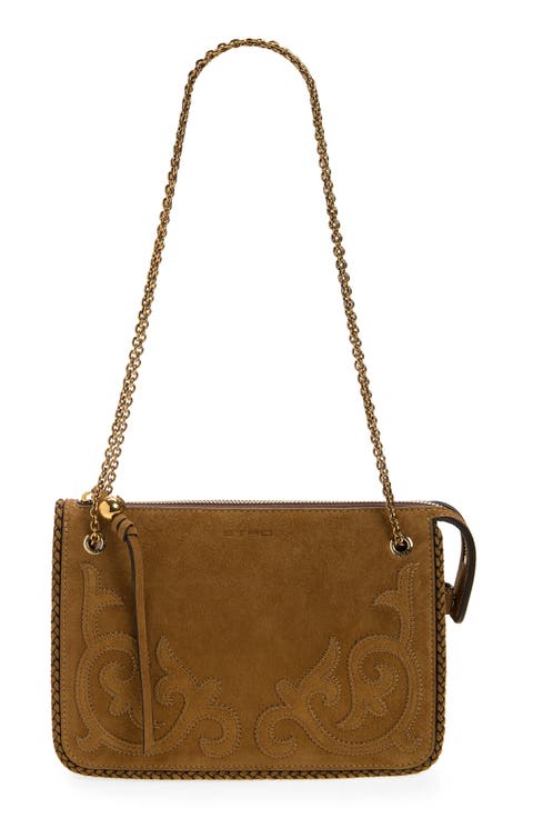 Patch Suede Crossbody Clutch