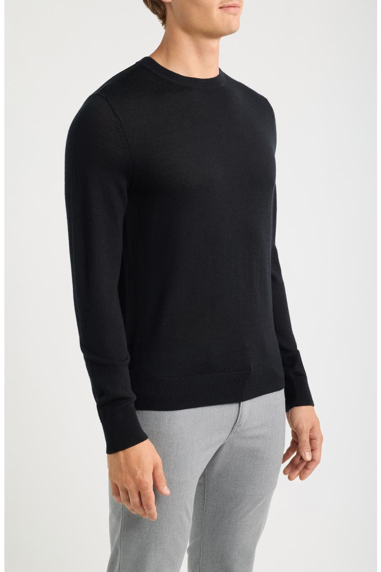 Italian Merino Wool Crewneck Sweater, Alternate, color, BLACK