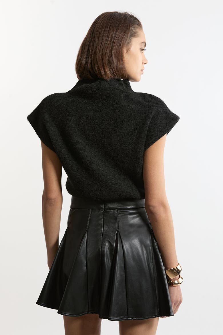 Faux Leather Flippy Mini Skirt, Alternate, color, Black