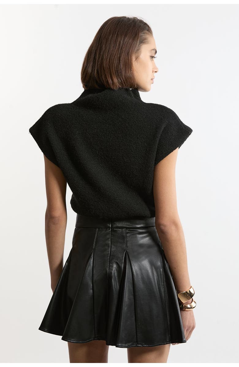 Karen Millen Faux Leather Flippy Mini Skirt, Alternate, color, Black