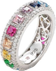 SUZY LEVIAN Asscher Cut Rainbow CZ Eternity Band
