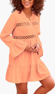 LASCANA Women's Flowy Flared Sleeve Dress