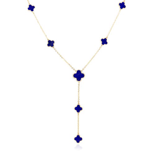 The Lovery Fine Jewelry Lapis Clover Station Lariat Necklace In Blue
