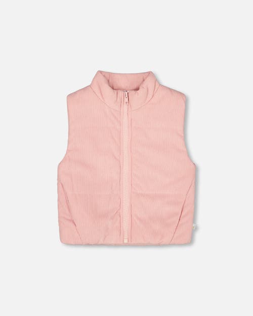 Deux Par Deux Corduroy Puffy Sleeveless Vest In Pink