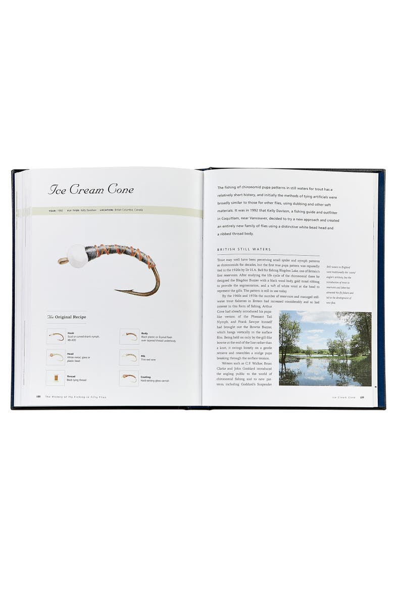 The History of Fly Fishing in Fifty Flies Leather Edition, Alternate, color, Navy