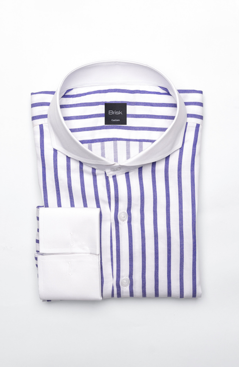 Purple Wide Stripes Pima Cotton Dress Shirt