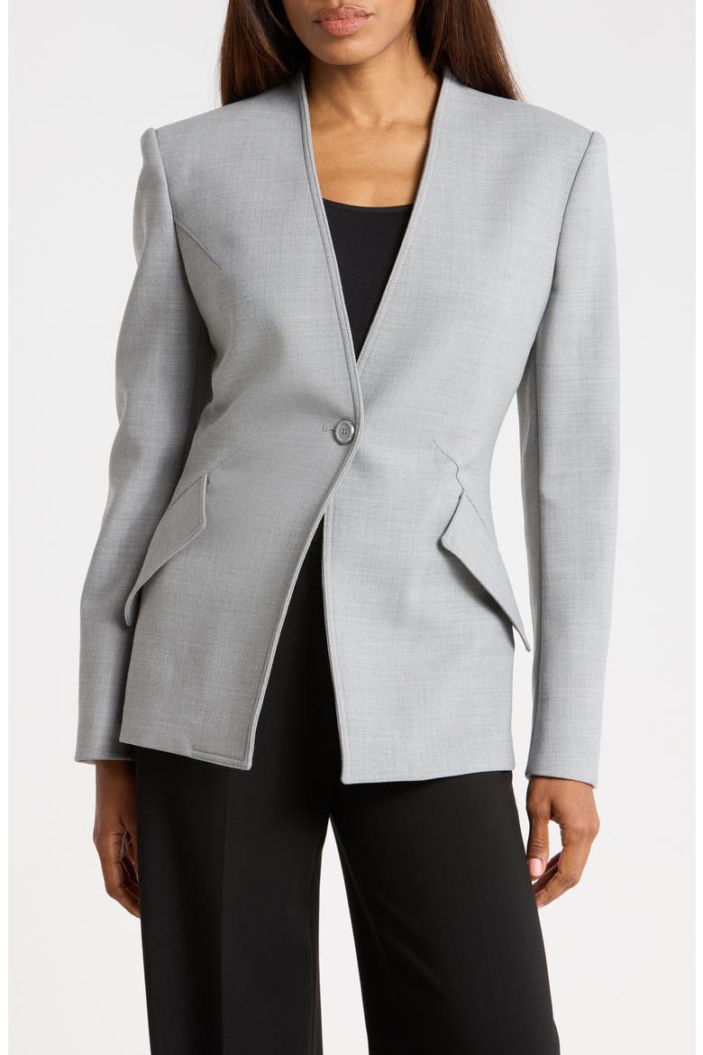 V-Neck Blazer, Main, color, LIGHT GREY MELANGE