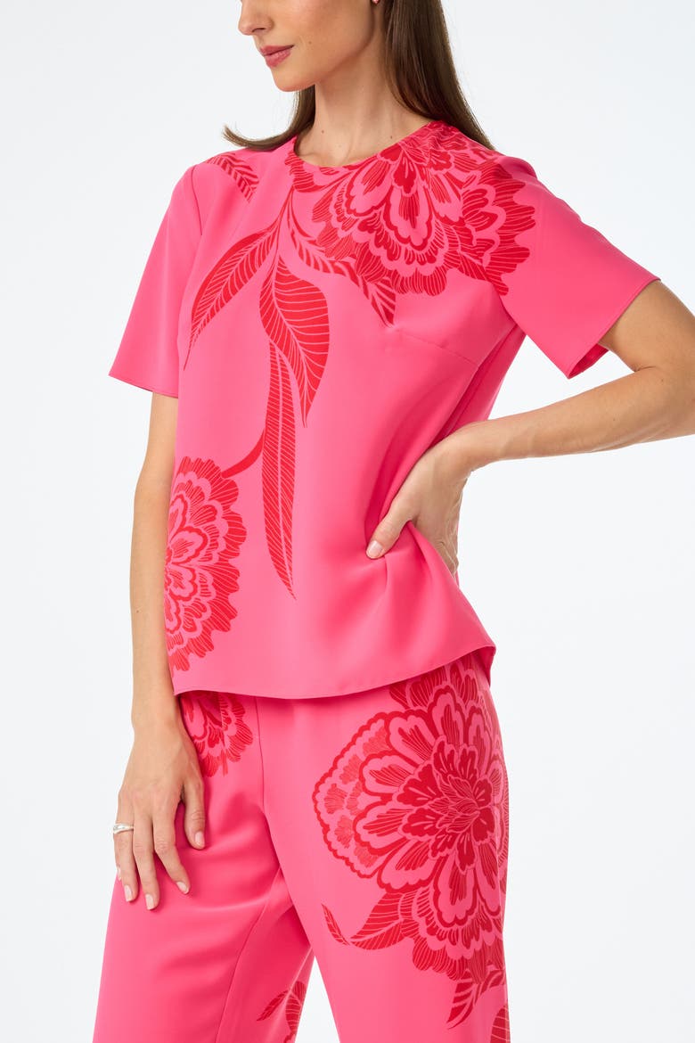 Sugarhill Short Sleeve Printed Top, Alternate, color, Rosewater/Reina Red