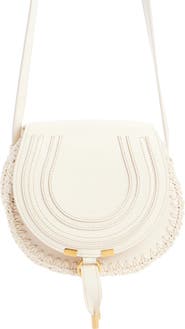 Chloé Small Marcie Crochet Trim Leather Crossbody Bag
