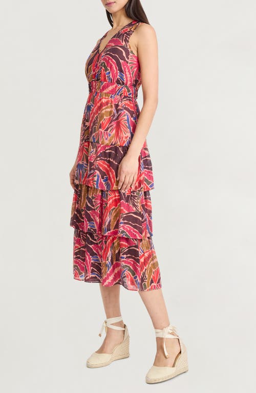 The Good Journey Sleeveless Ruffle Tiered Midi Dress In Multi