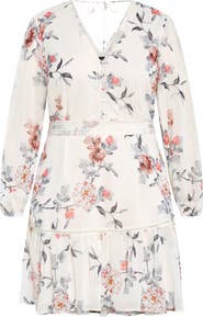 City Chic Kiki Floral Embroidered Long Sleeve Dress