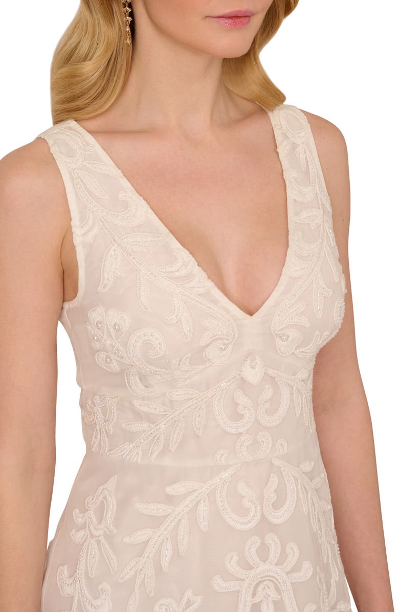 Adrianna Papell Beaded & Embroidered Sleeveless Minidress, Alternate, color, Ivory