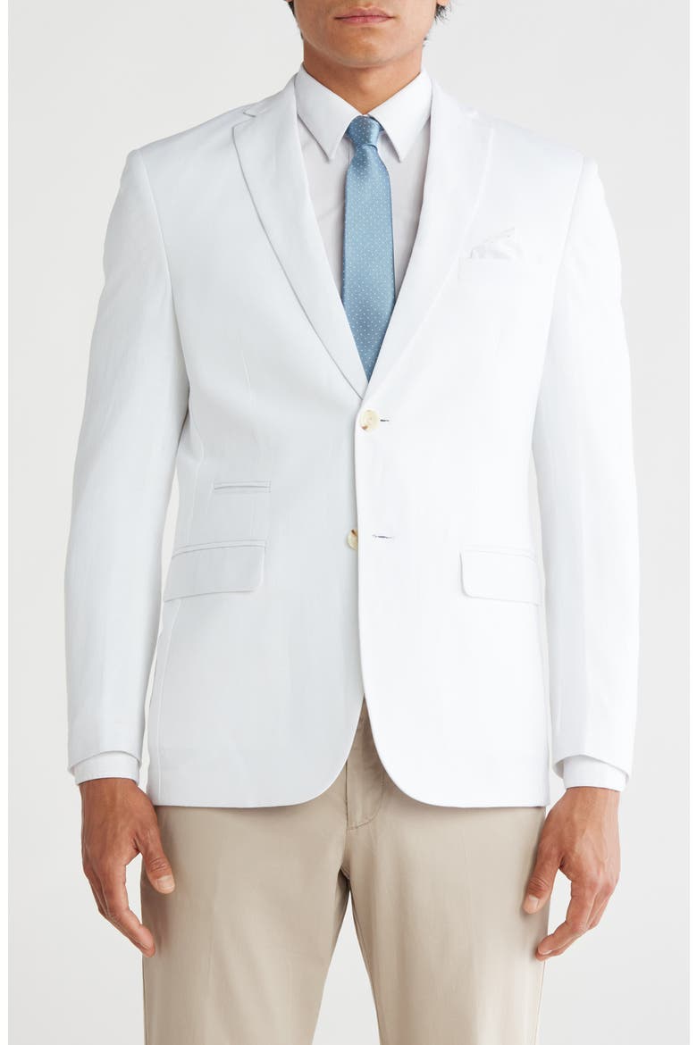 Slim Fit Solid Linen Blend Blazer, Main, color, WHITE