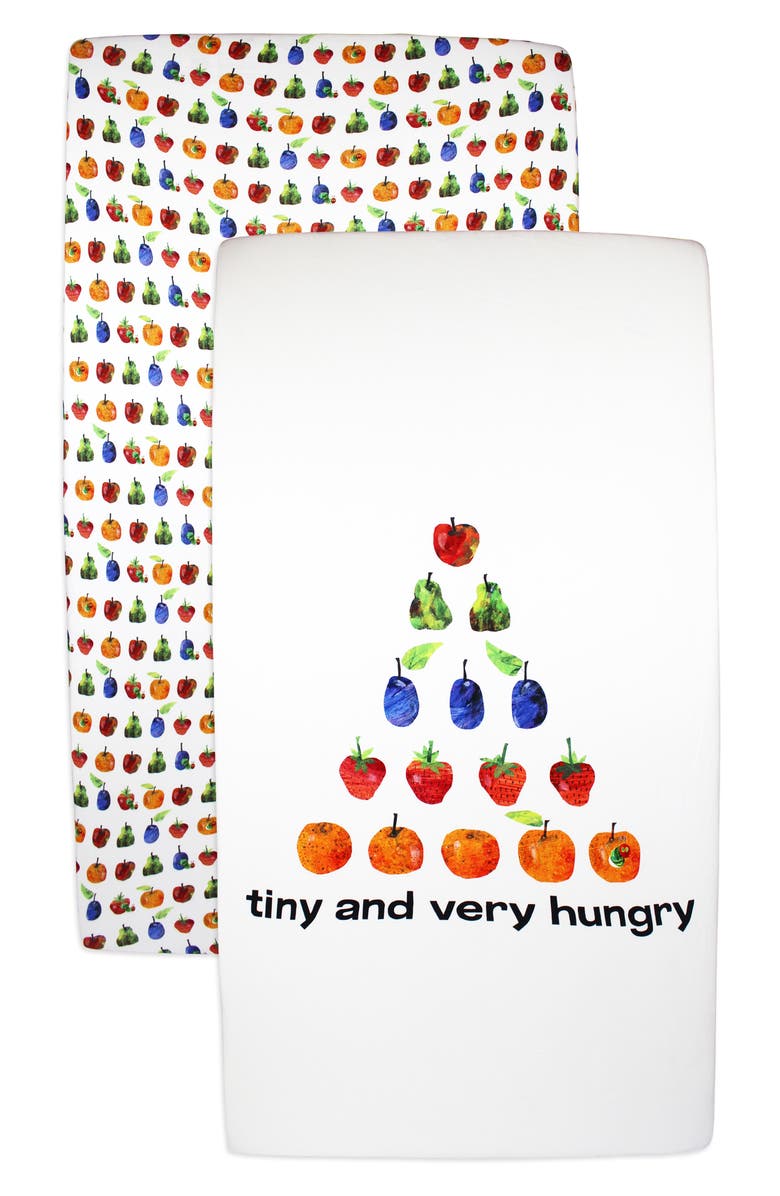 L'ovedbaby x 'The Very Hungry Caterpillar<sup>™</sup>' Assorted 2-Pack Fitted Organic Cotton Crib Sheets, Main, color, Very Hungry