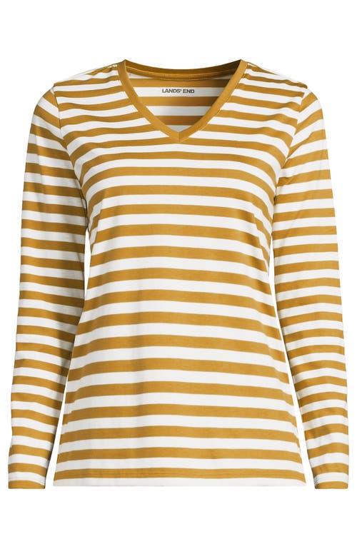 Lands' End Supima Cotton Long Sleeve V-neck T-shirt In Yellow