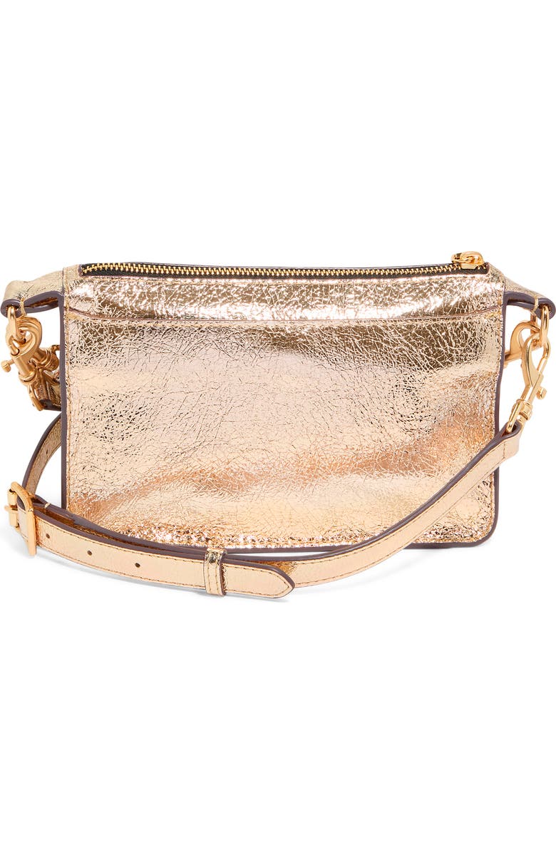 AIMEE Mini Saddle Up Convertible Leather Crossbody Bag, Alternate, color, Crinkled Gold