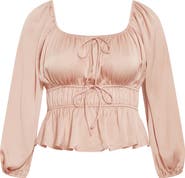 City Chic Georgie Shirred Satin Top
