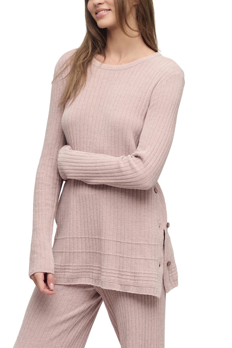 CozyChic® Ultra Lite® Textured Ribbed Button Sweater, Alternate, color, TEABERRY