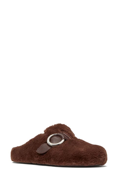 halo faux fur clog (women)