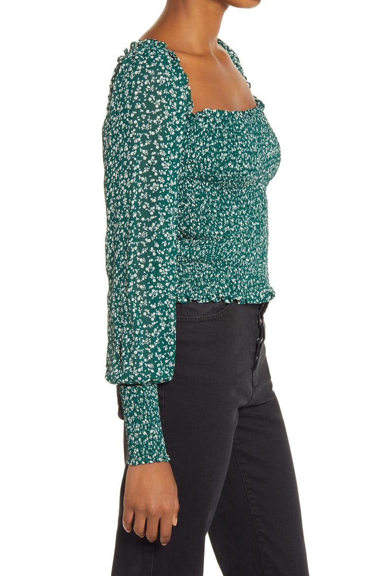 Pinto Smocked Top, Alternate, color, MOSS