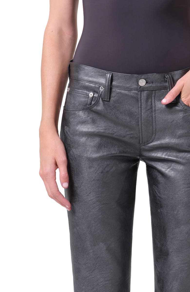 AGOLDE Slim Fit Recycled Leather Pants, Alternate, color, Gunmetal Black