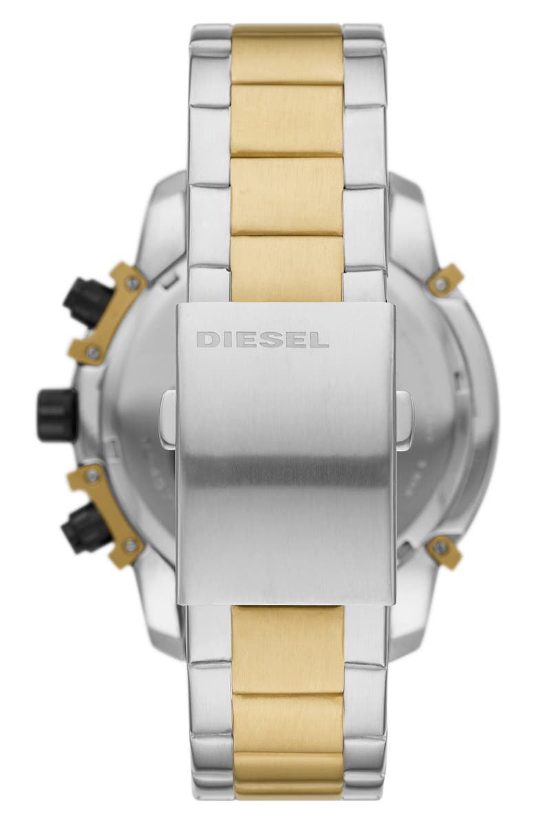 DIESEL<sup>®</sup> Griffed Chronograph Two Tone Bracelet Watch, 48mm, Alternate, color, Tri-Tone