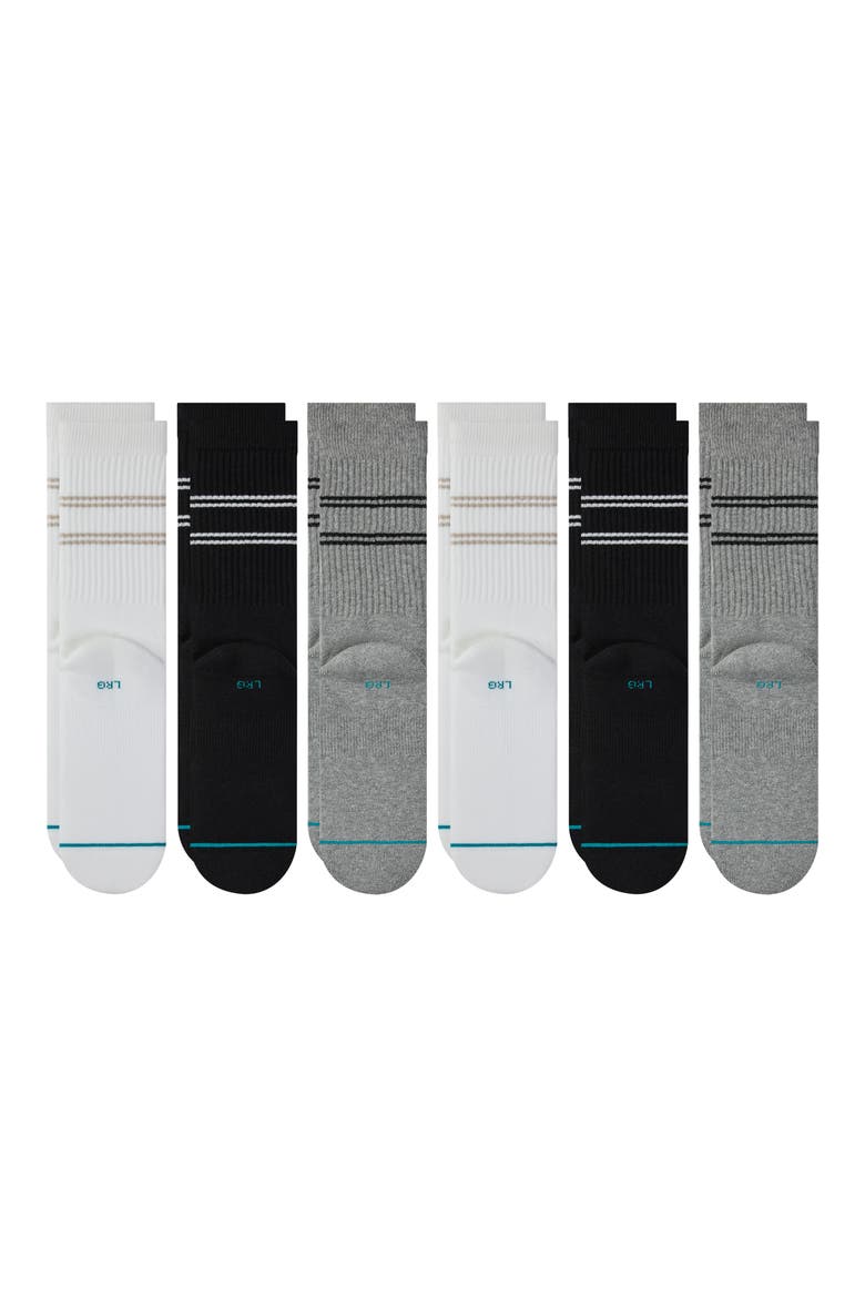 Vital 6-Pack Crew Socks, Alternate, color, GREY/BLACK/WHITE