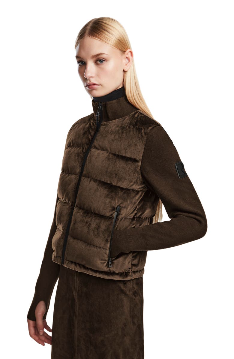 Rudsak CAMILLE V WOMEN'S VELVET HYBRID KNIT & LIGHT DOWN JACKET, Main, color, 