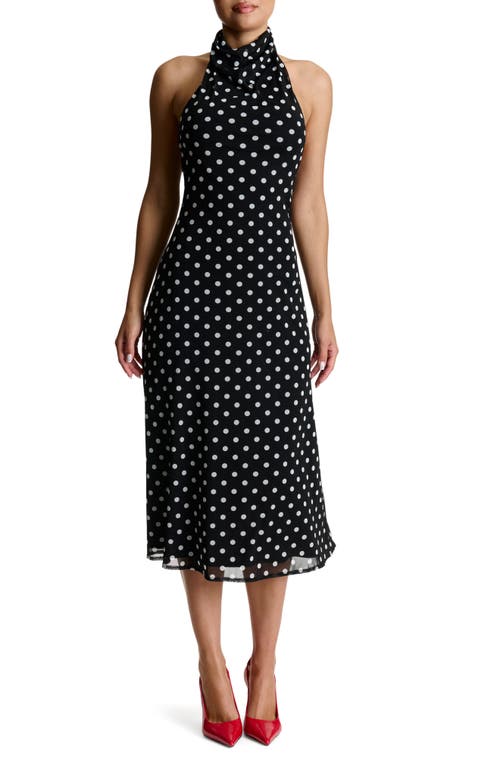 Naked Wardrobe Polka Dot A-line Halter Dress