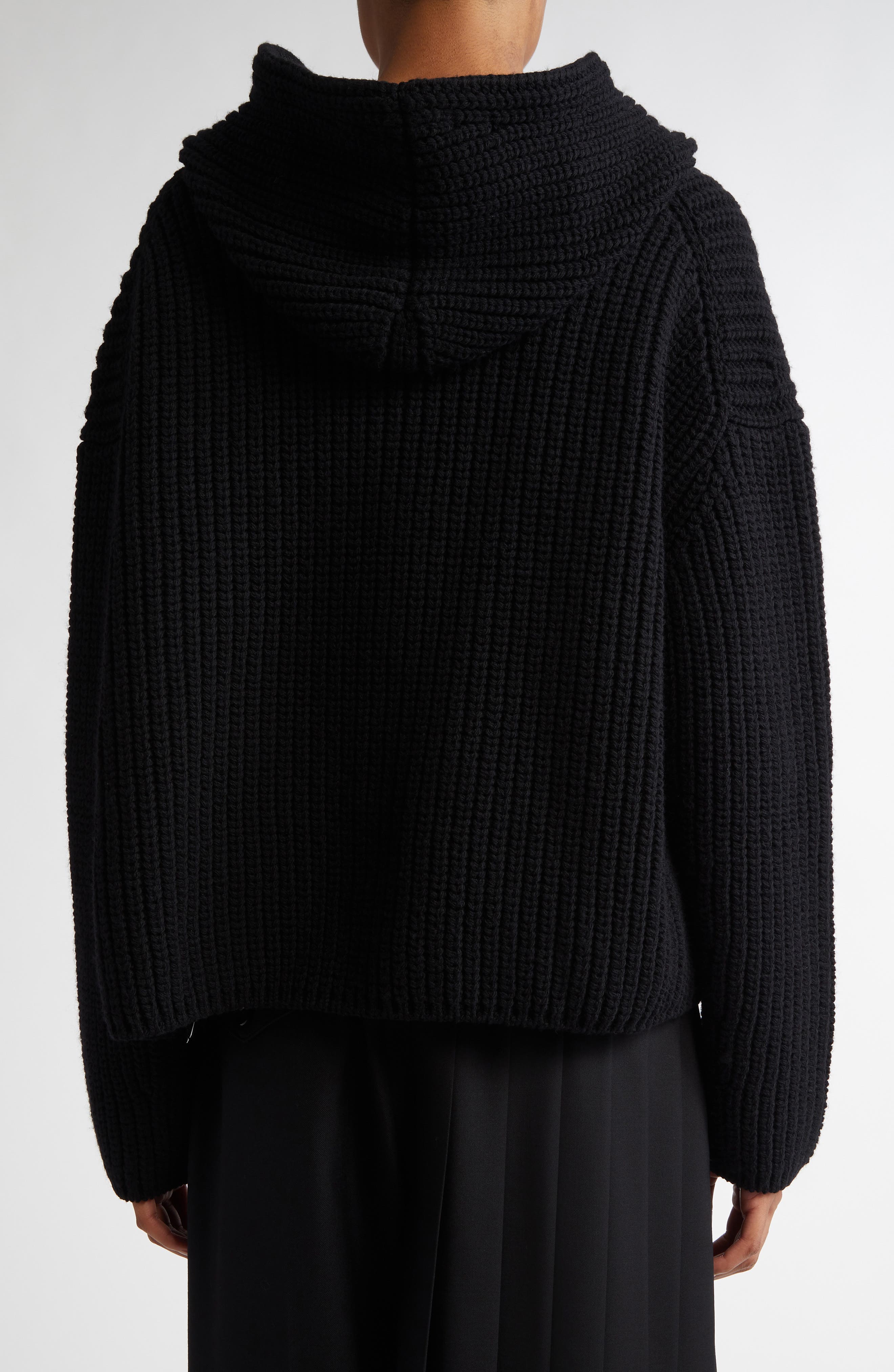 Junya Watanabe Wool Rib Sweater Hoodie (Women) | Nordstrom
