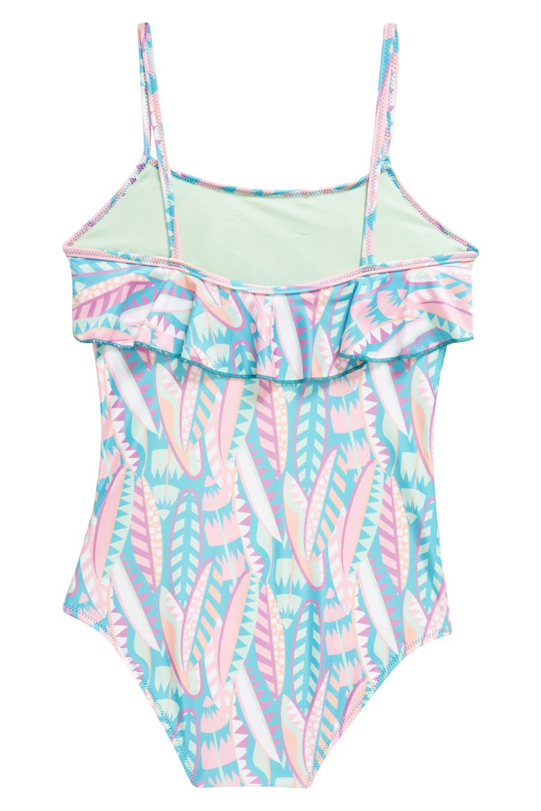Kids' Long Board Ruffle Two-Piece Swimsuit, Alternate, color, TEAL