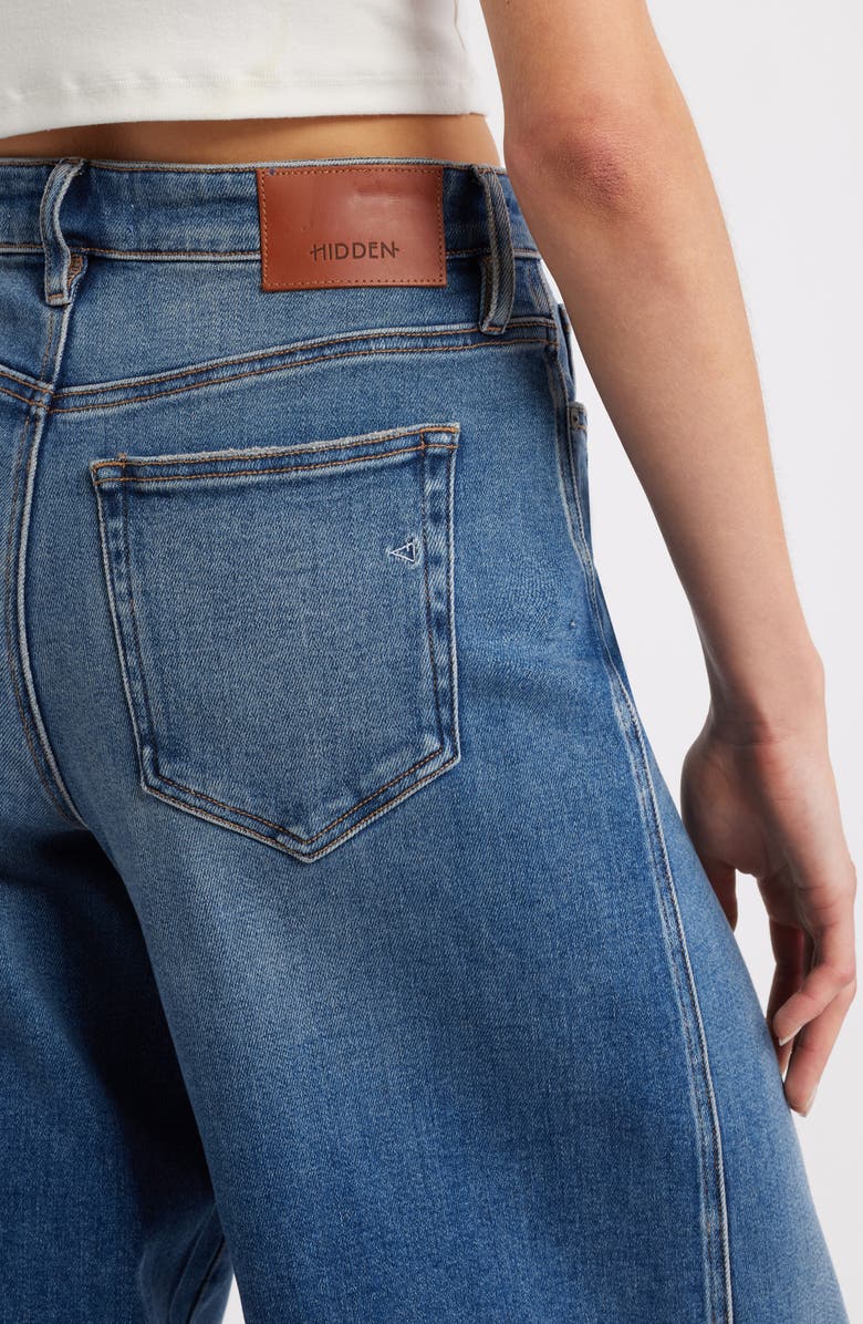 HIDDEN JEANS Twist Seam High Waist Super Wide Leg Jeans, Alternate, color, Dark Wash