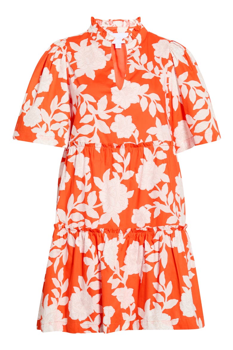 Floral Dixie Tiered Cotton Dress, Alternate, color, TOMATO-MULTI