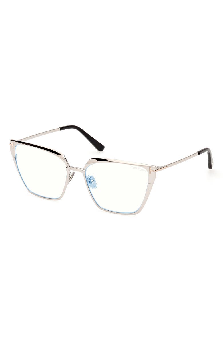 TOM FORD 56mm Square Blue Light Blocking Optical Glasses, Alternate, color, 