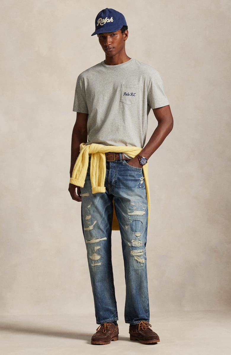 Polo Ralph Lauren Classic Fit Polo Bear Pocket Graphic T-Shirt, Alternate, color, Loft Heather/ Heritage Bear