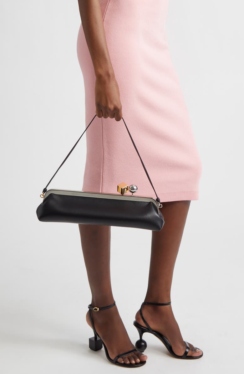 Jacquemus La Pochette Salon Leather Clutch, Alternate, color, Black 990