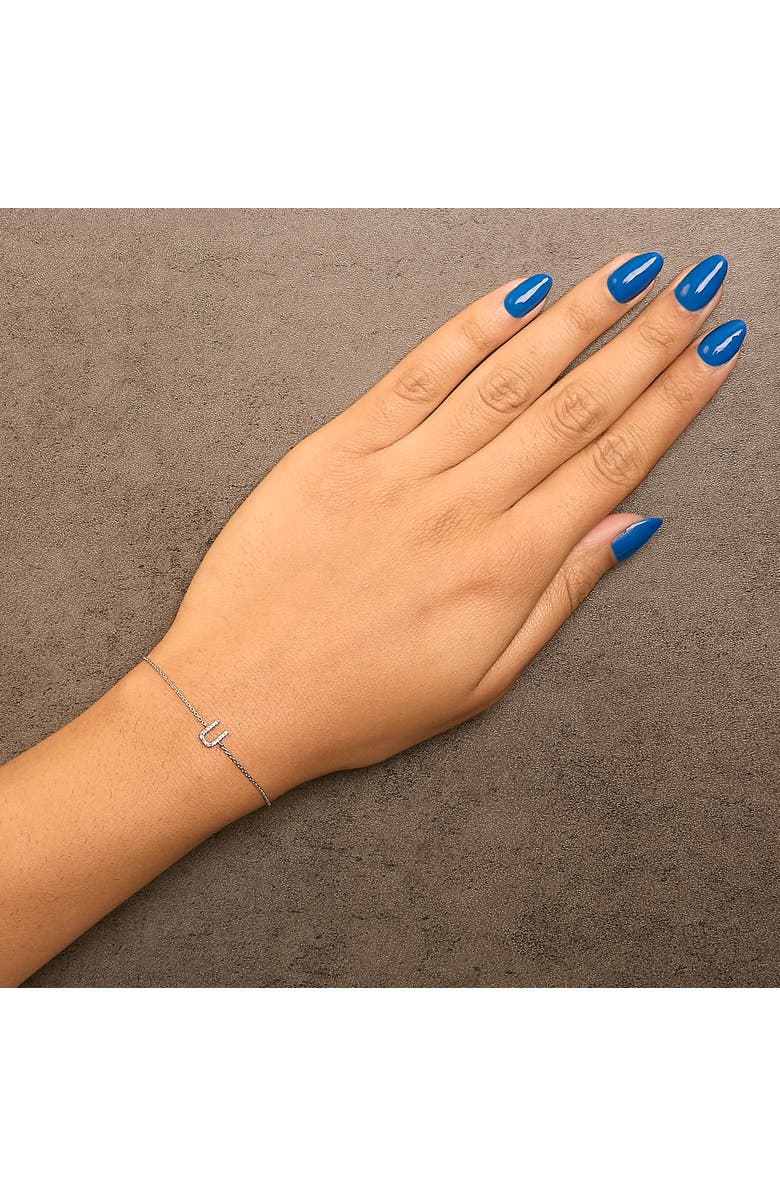 Haus of Brilliance 10K Gold Diamond Accent "A-Z" Initial Charm and Link Bracelet, Alternate, color, White | U