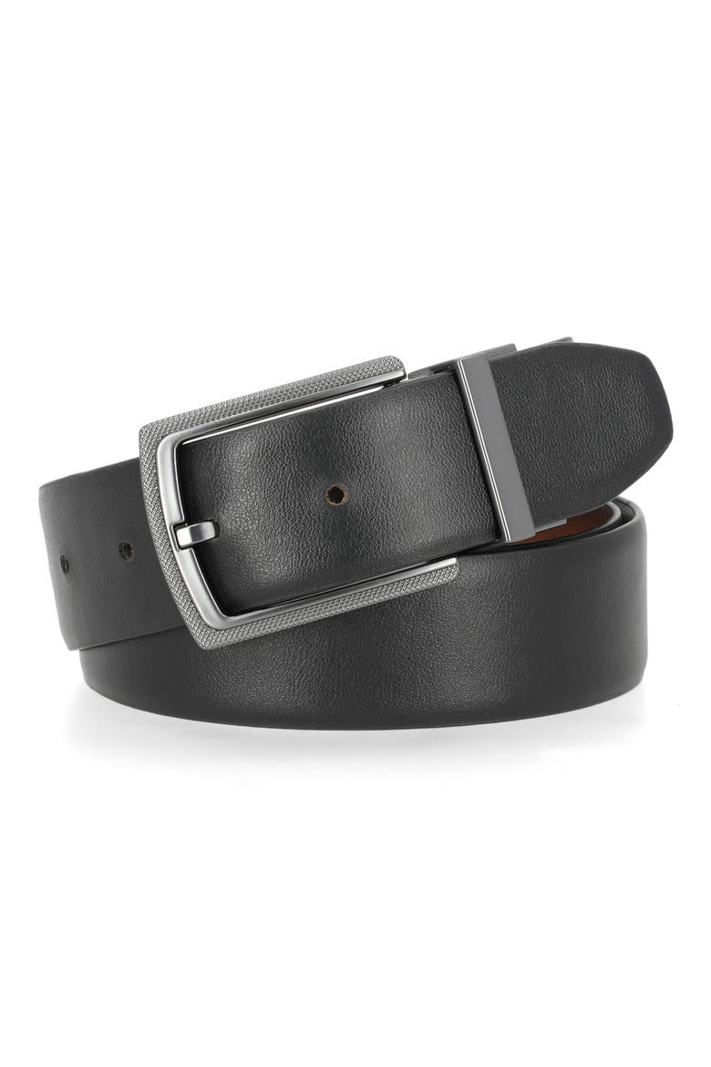 Textured Buckle Reversible Belt, Alternate, color, BLACK/ COGNAC