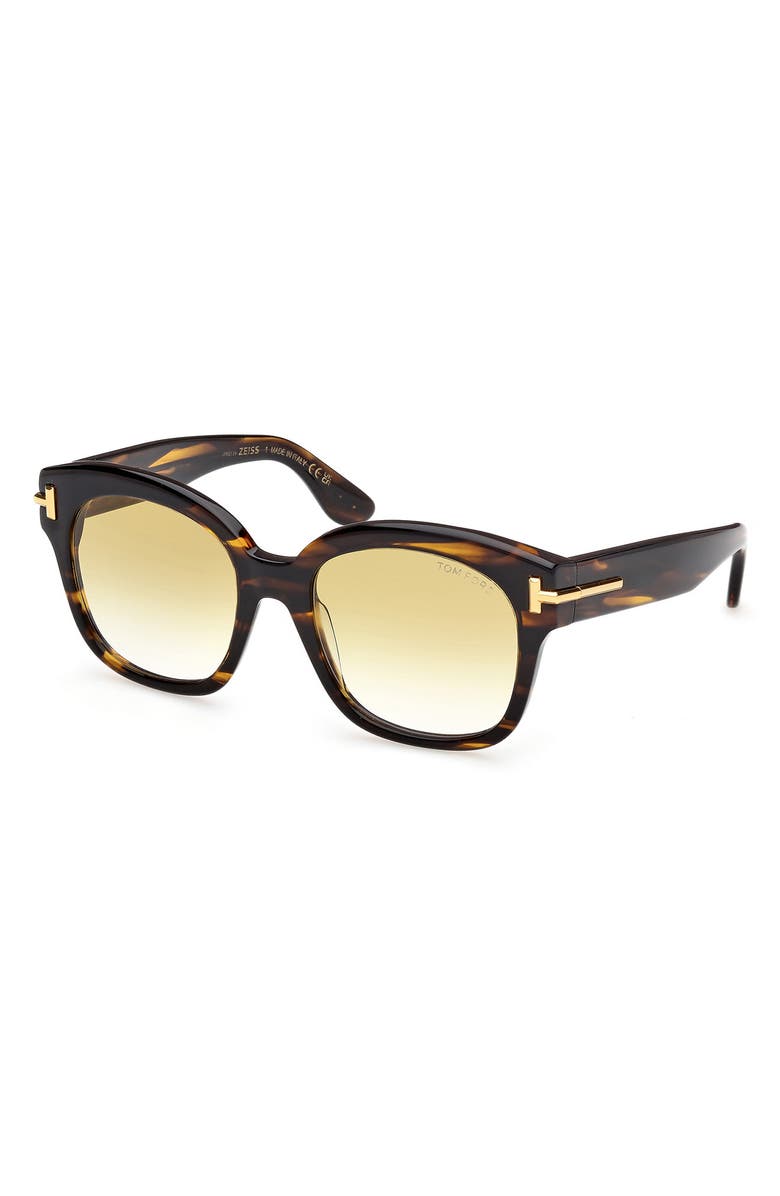 TOM FORD 55mm Icon Square Gradient Sunglasses, Alternate, color, Striped Brown / Amber / Olive